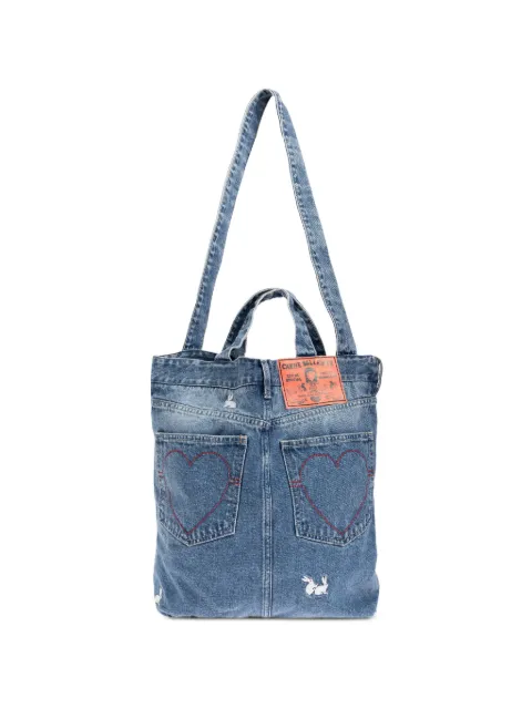 CARNE BOLLENTE heart patch tote bag Blue SS26JBAG0101