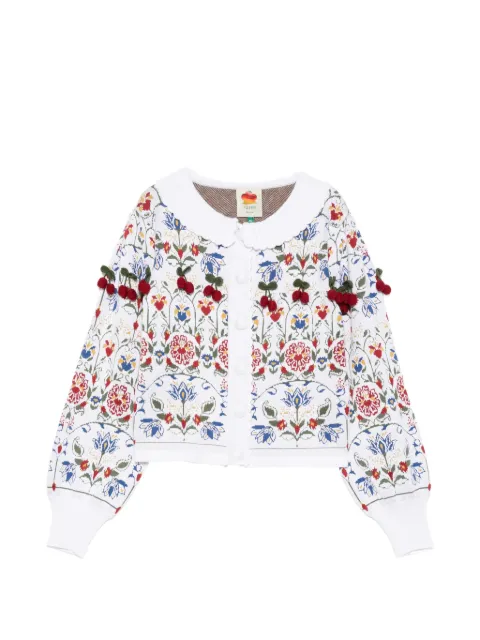 FARM Rio cherry-appliqué cardigan White 348632