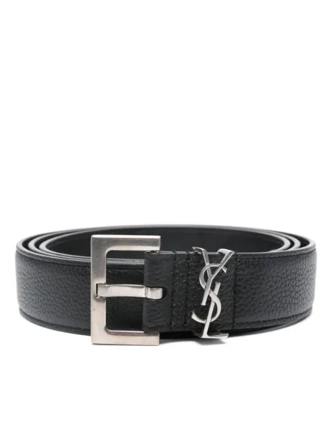 Saint Laurent Cassandre leather belt Black 634440DTI0E