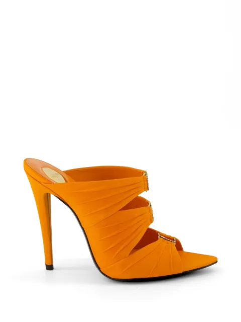 Saint Laurent EMILIE satin crepe mules Orange 859545AAF4G