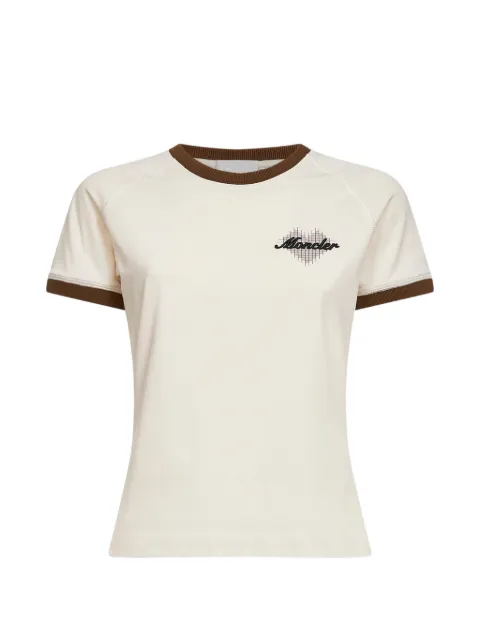 Moncler ribbed-heart print T-shirt Neutrals L10938C000158790F