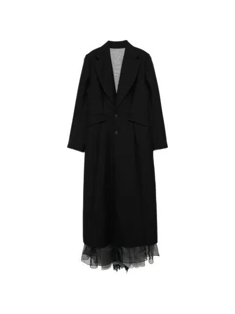 Quetsche tulle-trim single-breasted coat Black QSS26C12