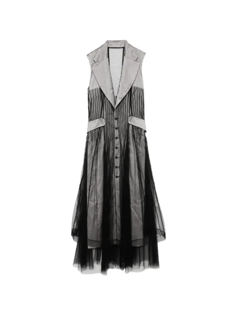 Quetsche tulle-overlay tailored dress Grey QSS26D10