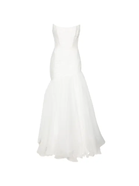 M.Marquise Adeline draped strapless maxi dress Neutrals ADELINEIVORY