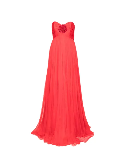 M.Marquise Ines flower-appliqué maxi dress Red INESRED