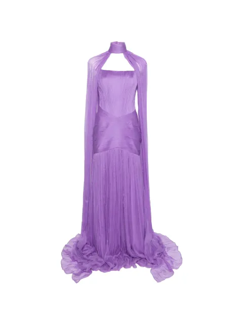 M.Marquise Lilia pleated draped maxi dress Purple LILIAPURPLE