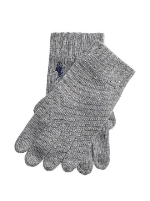 Polo Ralph Lauren ribbed logo-embroidered gloves Grey 710886135003