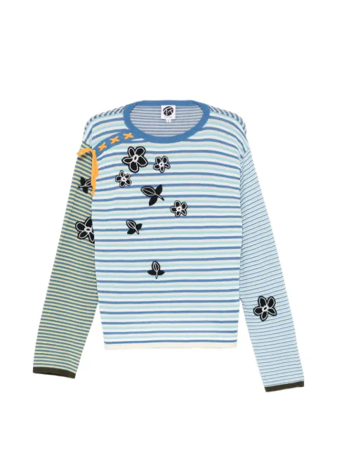 YANYAN KNITS striped floral knitwear Blue YYW260541