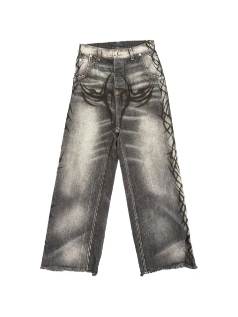 HELLSTAR graffiti-details wide-leg jeans Grey HSR217