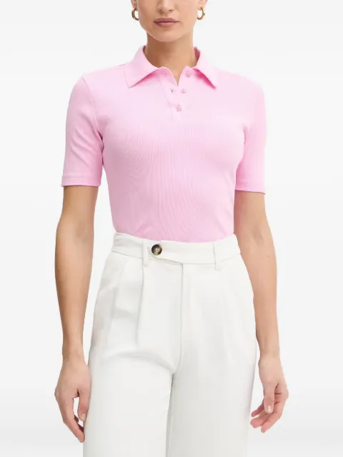 Iceberg logo-embroidered ribbed-knit polo shirt Pink F0726302