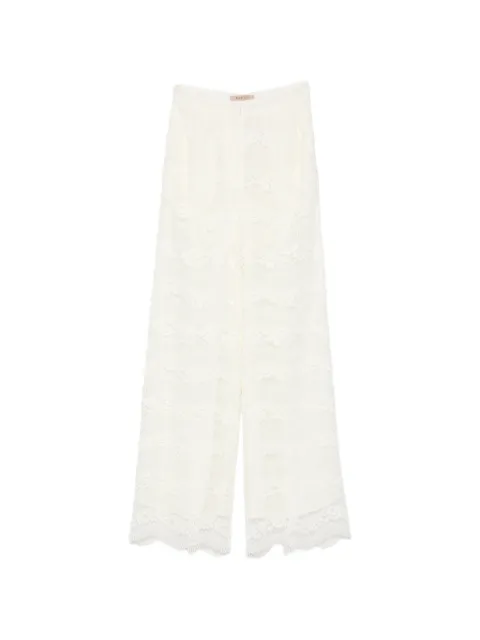 TWINSET wide fit macramé lace trousers White 261TP2901