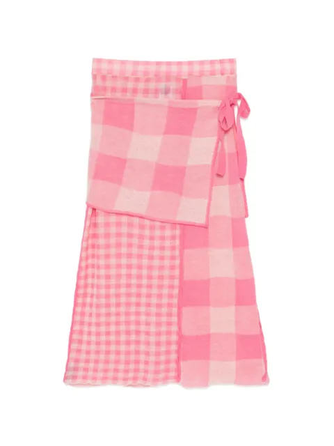 YANYAN KNITS checked skirt Pink YYW260851