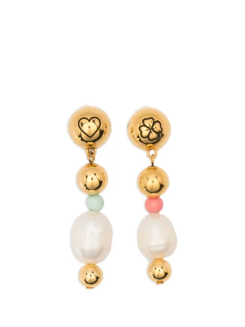 Aurelie Bidermann Dysie smiley pearl earrings Gold SS26BO05MG
