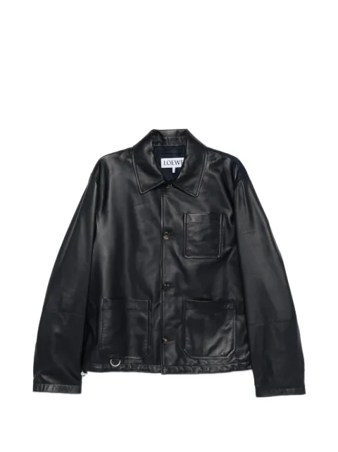 LOEWE contrast-panel leather jacket Blue H526Y34LAG