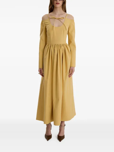 MOOS STUDIO Golden Hour cold-shoulder tie maxi dress Yellow MOOS417
