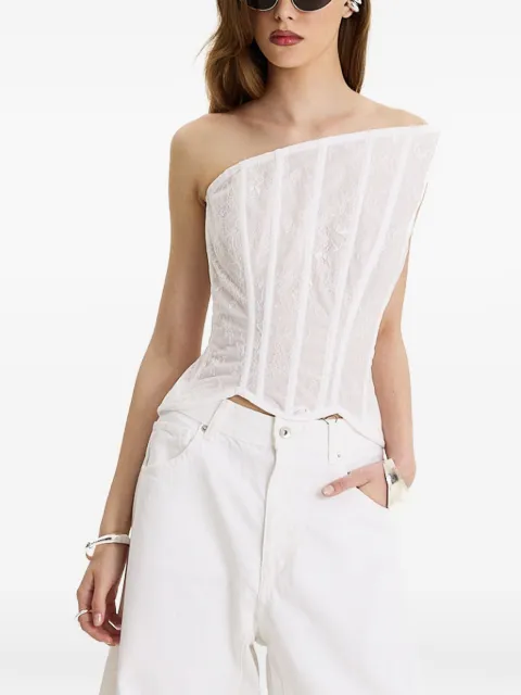 MOOS STUDIO Blanc Structure lace-panelled top White MOOS405