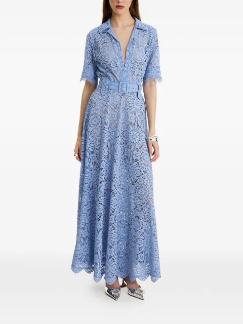 MOOS STUDIO Blue Reverie lace belted maxi dress Blue MOOS413