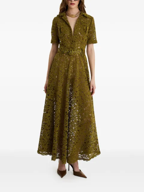MOOS STUDIO Olive Sinner lace belted maxi dress Green MOOS413