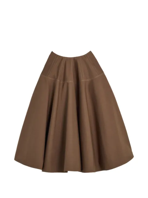 Tod's contrast-stitch flared midi skirt Brown X4W92525050XKP