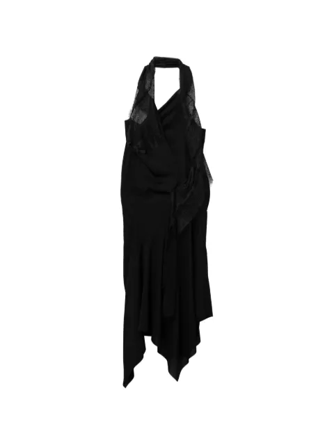 Junya Watanabe asymmetric lace-panel dress Black JQO017