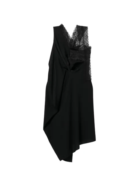 Junya Watanabe asymmetric draped gathered midi dress Black JQO038