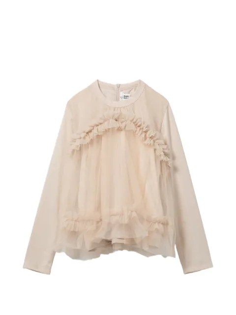Noir Kei Ninomiya ruffled top Neutrals 3QT011