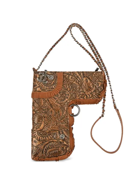 CHANEL Pre-Owned 2014 Paris-Dallas fringe cross body bag Brown 156026