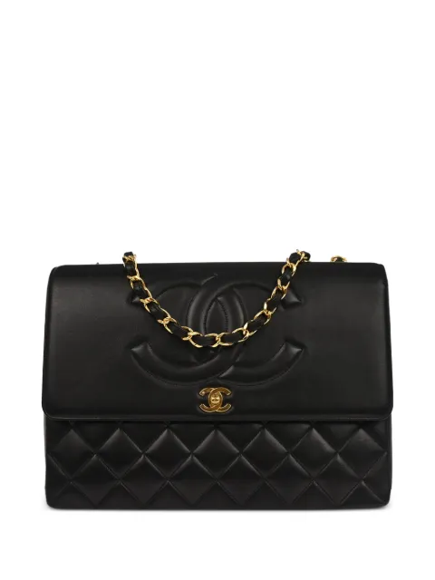 CHANEL Pre-Owned 1992 maxi Classic Flap quilted lambskin shoulder bag Black 126087