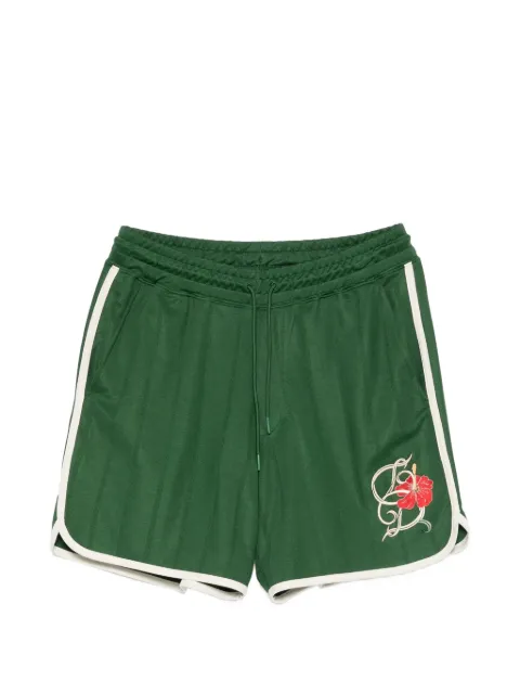Drôle De Monsieur D Hibiscus embroidered detail shorts Green KBS181PL160DGN