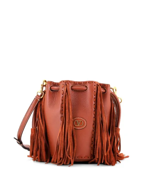 Valentino Garavani Pre-Owned Nellcote Leather with Suede Small bucket bag Brown HRKLX4CUBHOB01A4