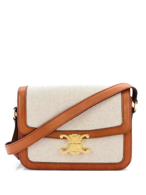Celine Pre-Owned Triomphe Shoulder Bag Canvas with Leather Medium crossbody bag Brown VIZ3W888FOKEQ35I