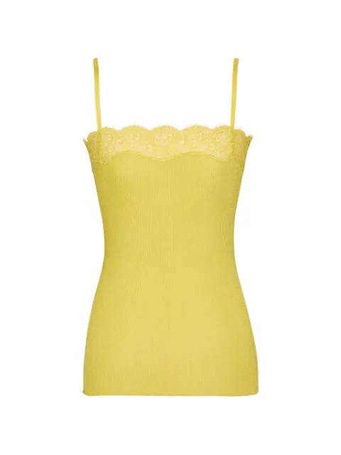 Saint Laurent lace-trim square-neck tank top Yellow 859373Y37SM