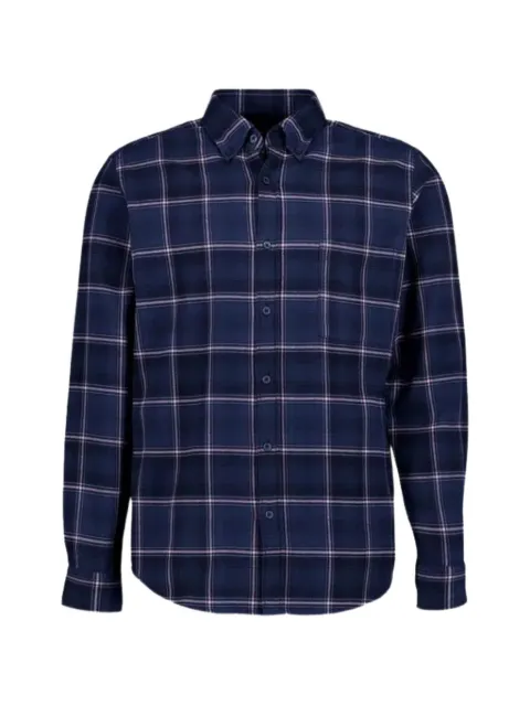 BOSS button check shirt Blue 50552983