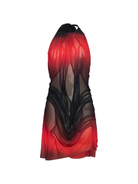 Di Petsa The Wetlook mini dress Red OMBREBACKLESSWETLOOKHALTERNECKMINIDRESS