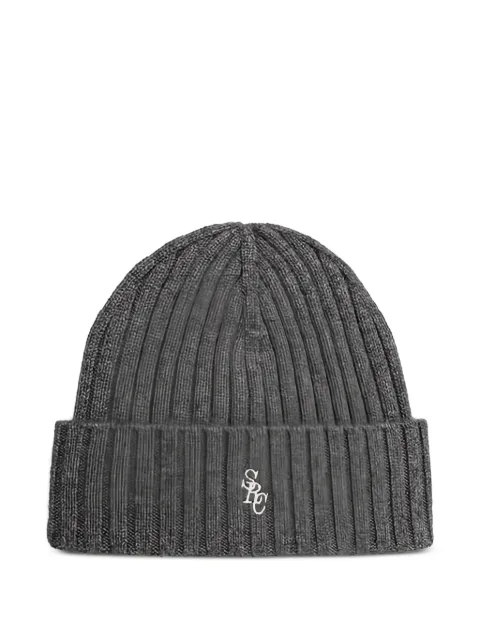 Sporty & Rich ribbed logo-embroidered beanie hay Grey AC06667302GY221