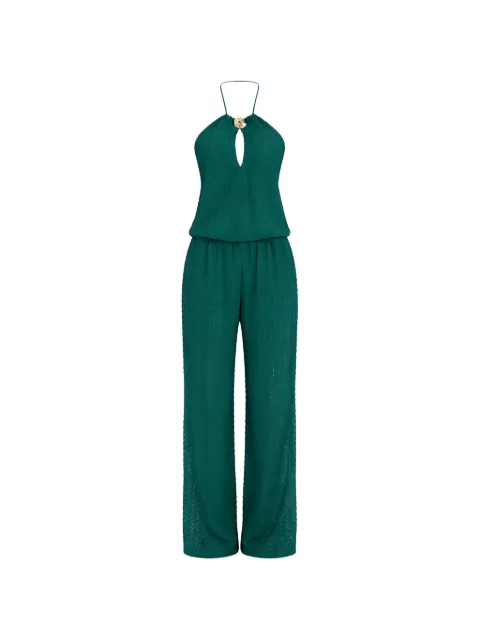 TWINSET long crochet jumpsuit with flounce Green 261LM2BFF
