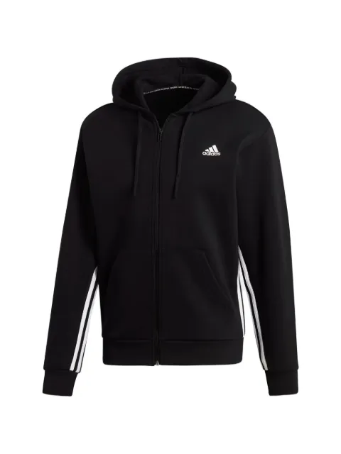 adidas zipper three-stripe hoodie Black DX7657