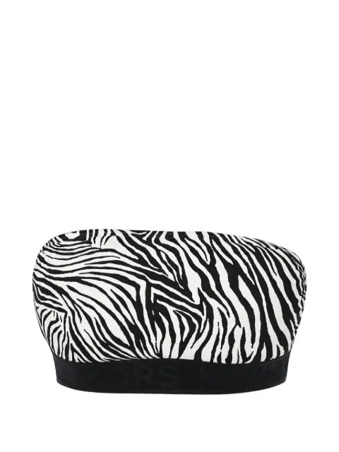 Michael Michael Kors Bandeau zipped-back zebra-print bikini top White MM4K607