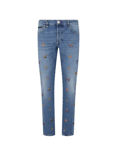 Philipp Plein embroidered straight jeans Blue SAFCMDT4282PDE004N