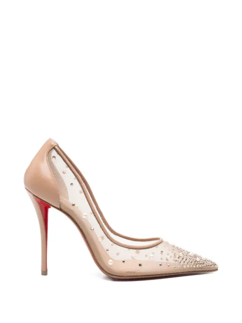 Christian Louboutin crystal-embellished mesh pumps Neutrals 1260223N358
