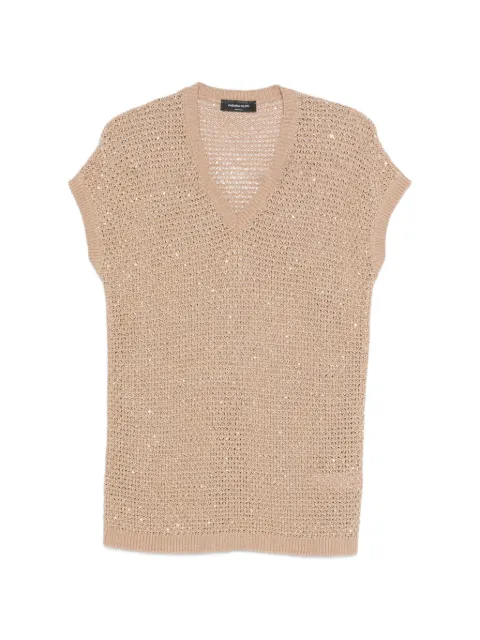 Fabiana Filippi sequin-embellished V-neck vest Neutrals MAD276F531M1200000
