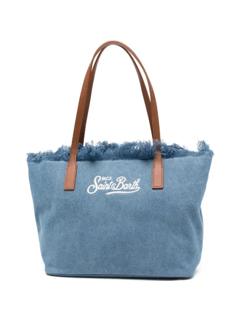 MC2 Saint Barth medium City fringed-edge denim tote bag Blue CBMF001