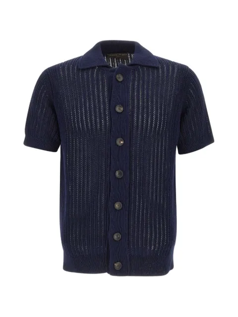 Filippo De Laurentiis button textured cotton shirt Blue CA3MCCM7HC891