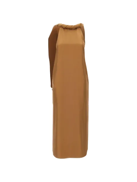 LouLou de Saison Susan twisted-collar sleeveless midi dress Brown SUSANMACADAMIA