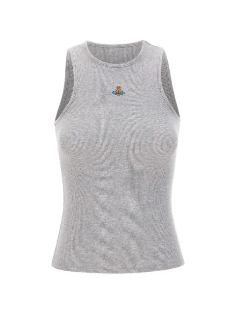 Vivienne Westwood embroidered-logo ribbed top Grey 3G01003ZJ009CP001
