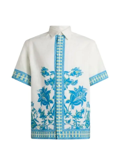 ETRO floral geometric linen shirt White MRIC001199SP301