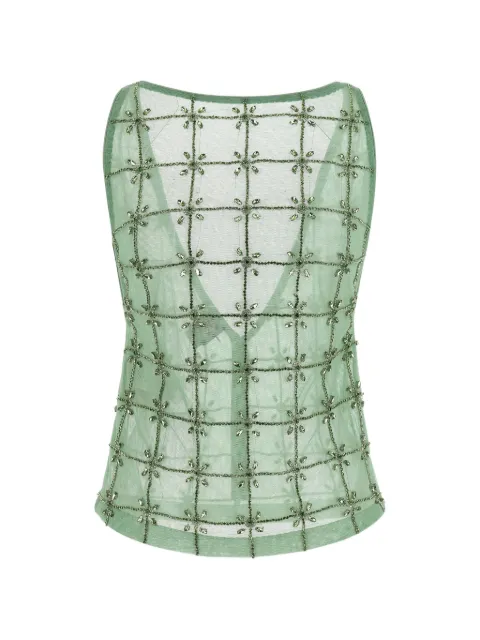PINKO Quandong rhinestone embroidery top Green 106437A32B