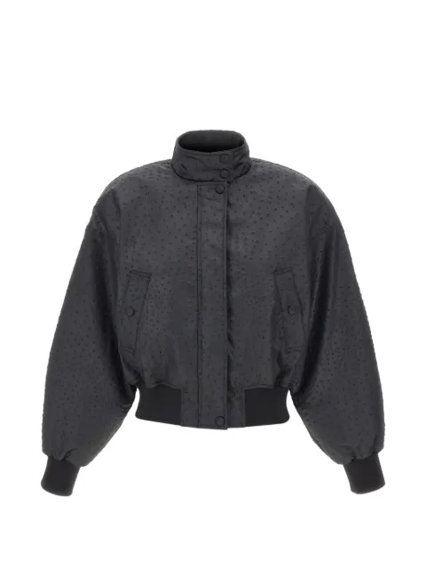 Elisabetta Franchi jacket in taffeta fabric with ostrich print Black GB06D63E2