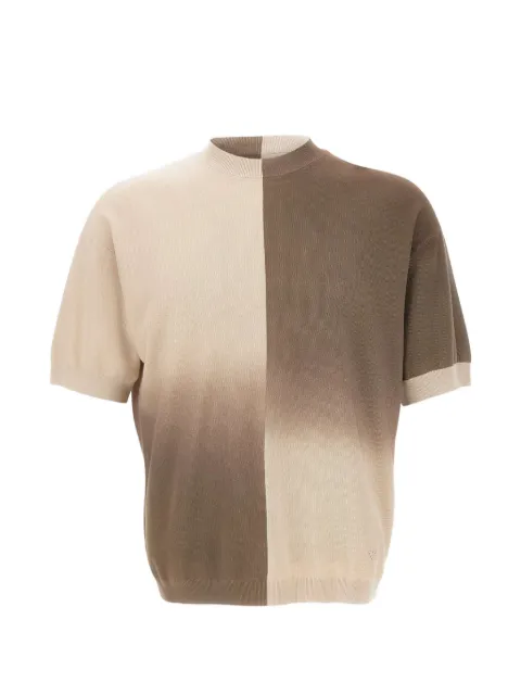 Emporio Armani textured knit gradient cotton sweater Brown EM004618AF25252F6044
