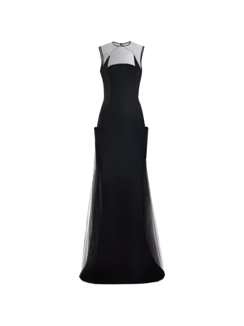 Gemy Maalouf open-back structured maxi dress Black EDSS262138LD